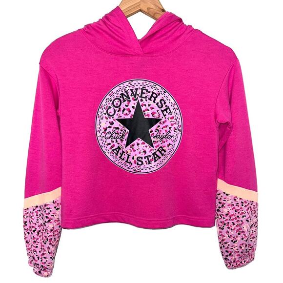 Converse x Clements Twins Girls Pink Color Block Printed Hoodie Size Small - Picture 2 of 14
